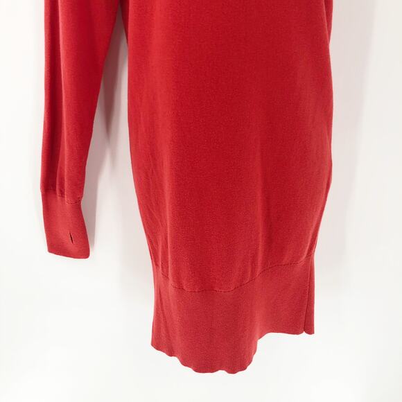 KF KaufmanFranco One Sleeve Knit Dress Small Red Off Shoulder Sweater - Picture 5 of 10